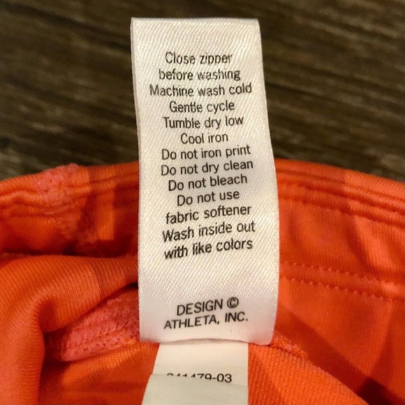 Athleta Leggings XXS Orange Neon Back Zipper Pocket Cropped - Picture 11 of 11